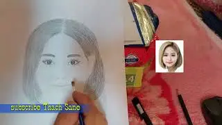 Draw girl by hand with black pencil how to