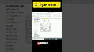 unique record in excel | 