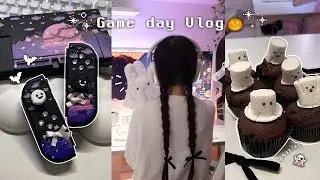 Vlog🎮 | Halloween day with games🎃| Decorate Nintendo Switch👻Make ghost cupcake🧁| The exit 8 play🏃‍♀️