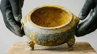 $2,500 Ancient Rusted Bronze Pot Restoration - Amazing Restoration