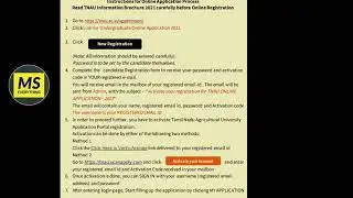 TNAU 2021 | How to register TNAU 2021? | Instructions for Online Application Process