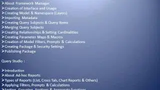 COGNOS BI DEVELOPMENT ONLINE TRAINING  GLOBAL ONLINE TRAININGS