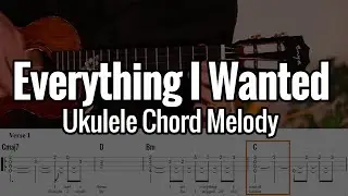 Billie Eilish - Everything I Wanted (Ukulele Chord Melody Fingerstyle) Tabs On Screen