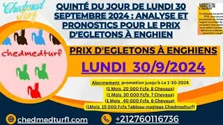 Pronostics Pmu Quinté de Lundi 30.9.2024