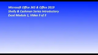 Excel Module 1, Video 3 of 3