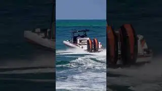 Our first time spotting this gorgeous Sunsation power boat at the Haulover Inlet