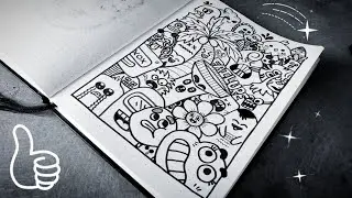 How to draw a full page doodle | How to doodle | Easy Doodle Art