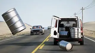 BeamNG Drive - Dangerous Objects and Car Crashes #1