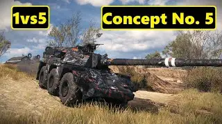 Concept No. 5. 1vs5 carry. 11 kills. World of Tanks Top Replays.