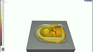 Open die forging operation of an anchor device in Ti6V4 simulated with Transvalor solution FORGE