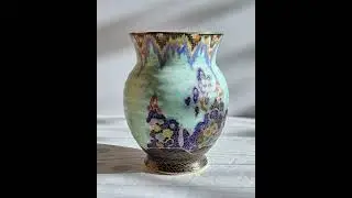 Crown Devon, Mattajade Fairyland series by Enoch Boulton, Art Deco Powdered Teal Vase, 1930s