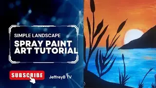 Lakeside landscape spray paint art tutorial