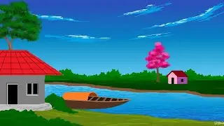 Beautiful scenery drawing | nature scenery | how to draw in computer | ms paint drawing | #mspaint
