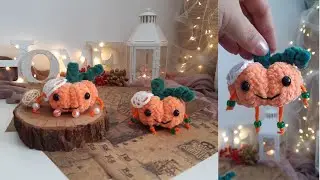 Crochet pumpkin crochet, pumpkin keychain made of plush, how to crochet a small pumpkin.