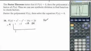 Synthetic division, graph polynomial by finding intercepts, factor theorem