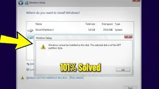 Windows cannot be installed to this disk The selected disk is of the GPT partition style ✔️✔️✔️
