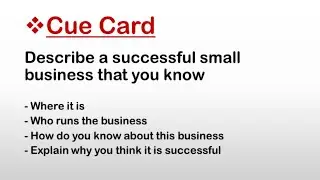 Cue Card : Describe a successful small business that you know || IELTS  Speaking Cue Cards
