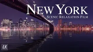 New York 4K Scenic Relaxation Film | NY City Drone Video | Manhattan 4K | Statue of Liberty | 