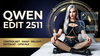 Qwen Edit 2511 в ComfyUI — ControlNet, Swap одежды, Relight, Outpaint, Upscale workflows