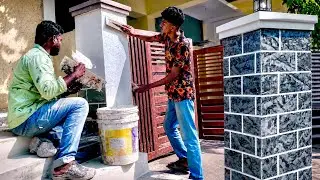 different bricks gate pillars texture design making | wall texture bricks on pillars