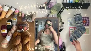 juicy yarn haul, knitting socks & working on an old wip! | vlog