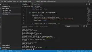 Bank Program in Python Language in Visual Studio Code | Quick Demo on Python | Cody Language