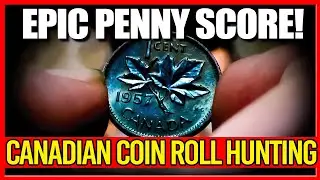 EPIC PENNY SCORE!! COIN ROLL HUNTING CANADIAN PENNIES!!!