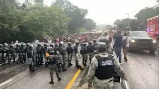 National Guard attempts to stop the caravan