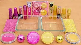 Pink vs Gold - Mixing Makeup Eyeshadow Into Slime ASMR