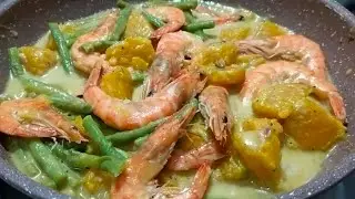 ginataang sitaw at kalabasa with shrimp,ginataang sitaw recipe
