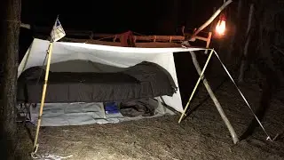Solo Camping in The “Whelen” Style Canvas Lean To | Campfire Cooking