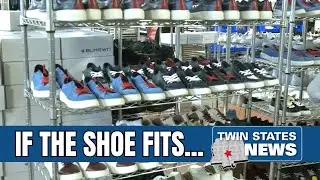Students learn about shoemaking during Shloop factory tour