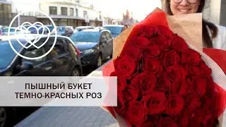 Букет из 35 темно-красных роз, 40 см, Россия