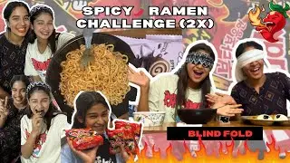 2x Spicy Korean Ramen| BLIND FOLD Challenge 🌶️ 🥵| Made my friend try it for first time