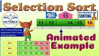 Selection sort algorithm animated example by CSE Tamila