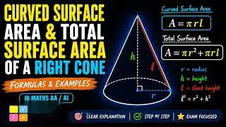 Cone : Curved Surface Area and Total Surface Area  Formula - IGCSE Mathematics Extended & Core