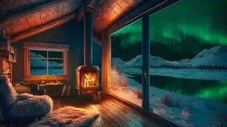Nordic Cabin with Cozy Fireplace 🔥 Snow Fall & Wind Noise 🌨 Relaxing Ambience for Sleeping