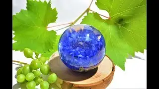 Авторское стекло Юлии Куракиной. Сфера с васильками малая 6 см