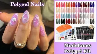 SHORT OVAL PURPLE NAILS || TRYING MODELONES 133 pcs POLYGEL KIT 🌸 🎀