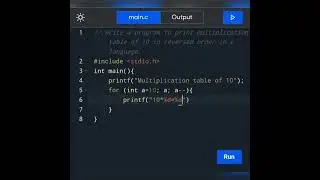How to write a program to print multiplication table of 10 in reversed order in c language.