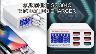 SUNSHINE SS 304Q 6 PORT SMART LIGHTNING CHARGER,SUPPORT QC 3.0