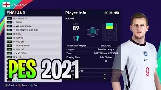 ENGLAND Players Faces & Ratings | PES 2021