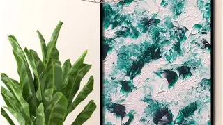 abstract Acrylic painting using white and green Acrylic paint...
