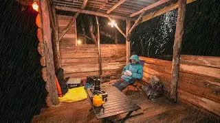 Camping in a Abandoned Cabin In The Forest During a Rainy Day