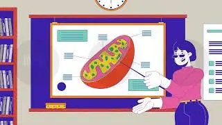 Female biology teacher conducting lesson cartoon animation