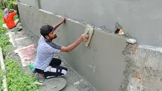 Boundary Bricks Basement Wall Plastering