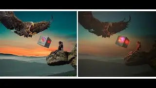 Eagle and 3D Cube Instagram Youtube Photoshop Manipulation - Photoshop Tutorial