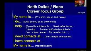 North Dallas / Plano CFG - 6/14/24 - "Informational Interviewing" with Walt Glass