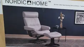 Costco NORDIC HOME Leather Swivel Recliner w/ Ottoman $799