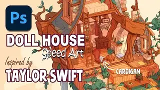 Isometric Doll House for TAYLOR SWIFT speed painting - Inspired to Cardigan (Photoshop)
